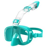 Lake Green S/M Diving Masks Foldable Anti-Fog Snorkel Mask Set With Full Dry Top System For Free Swim Professional Snorkeling Gear Adults Kids