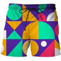2023 summer new mens beach pants 3D printing Geometry beach pants mens swimming trunks beach pants plus size shorts Streetwear