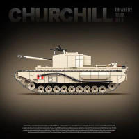 GULO GULO Churchill Infantry Tank Building Blocks ชุดอาวุธกองทัพ UK WW2ทหารอิฐของเล่นเด็กของขวัญเด็ก1031PCS