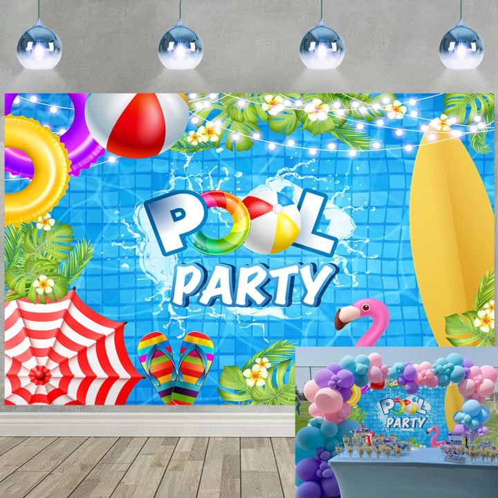 Pool Party Backdrop Summer Beach Pool Party Decorations 