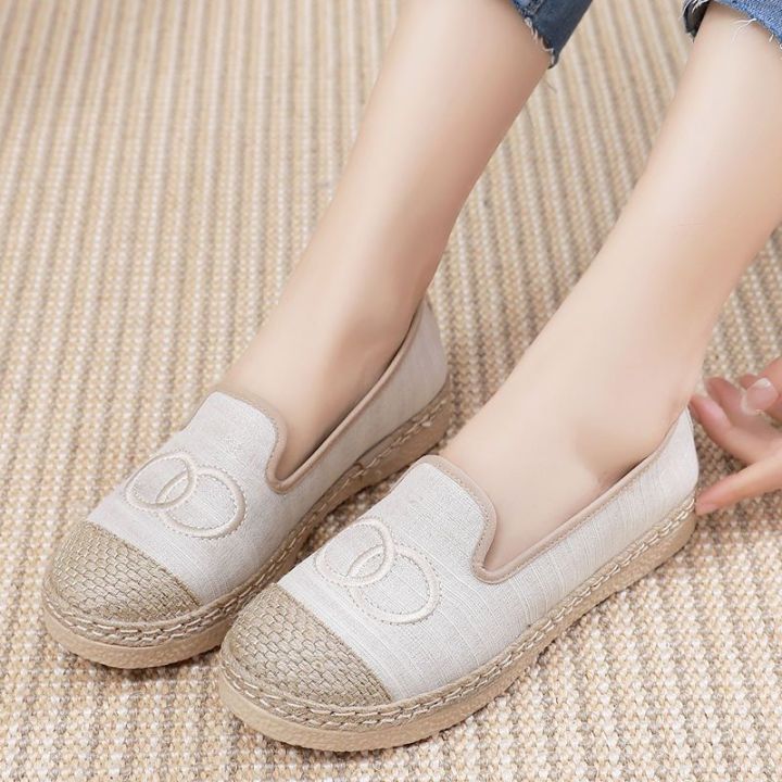 รองเท้าชาวประมงสไตล์ชาแนลผู้หญิง-2023-รองเท้าโลฟเฟอร์สำหรับนักเรียนแบบลำลองส้นแบนแบบสวมเดียว