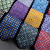 ◆♈✼ Mens Fashion Silk Tie 7.5cm Soft Novelty Necktie Blue Green Orange Color Ties For Men Dot Floral Bowtie Wedding Business Gift