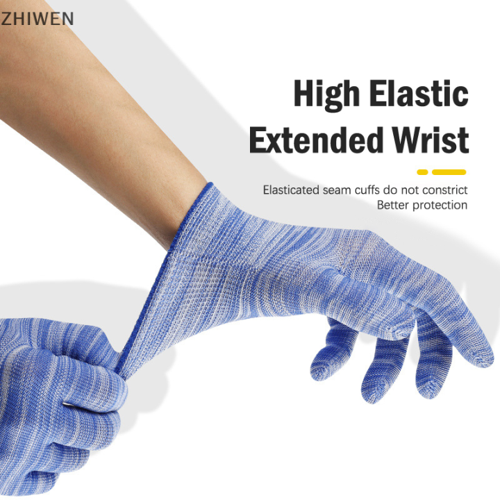 zhiwen-ถุงมือไนลอนสำหรับทำสวน1คู่ถุงมือทำงานกันลื่นสีสำหรับทำความสะอาดสนามทำงาน