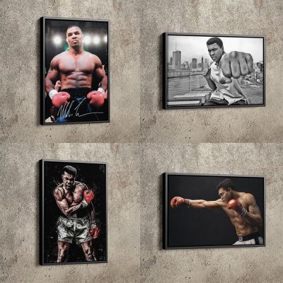 Mike Tyson และ Muhammad Ali โปสเตอร์และภาพพิมพ์ศิลปะผ้าใบผนังตกแต่ง Greatest Boxing Champion ภาพวาด Gym Room Decor