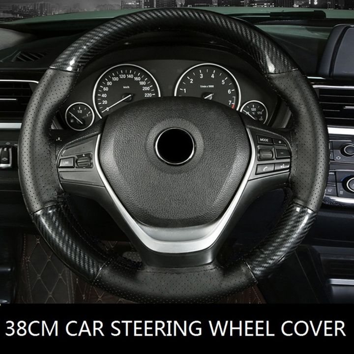 TYEE Automotive Products] 15Inch/37CM/38CM Soft Fiber Leather Car Steering  Wheel Cover Anti slip Steering Wheel Braid Stitch On Wrap With Needle  Thread