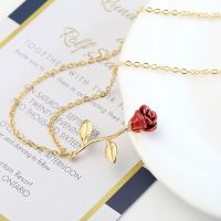 2022 New Fashion Retro Rose Imitation Gold and Silver Necklace Pendant Long Chain Pendant Simple Necklace