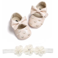 Baby First Walkers Toddler Kids Baby Girls PU Princess Bow Loving Heart Shoes Bowknot Lace Up Glitter Crib Sole Sneaker