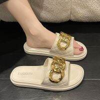 Hot sell Fashion Chain Casual Flats Platform Shoes Women Slippers Summer 2023 New Trend Slingbacks Sandals Ladies Slides Mujer Flip-flops