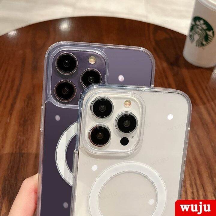 wuju-เคสโทรศัพท์มือถืออะคริลิคใส-แบบแข็ง-แม่เหล็ก-กันกระแทก-สําหรับ-iphone-12-13-14-mini-x-xr-xs-7-8