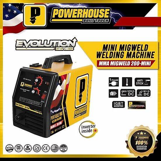 Powerhouse MIG/MAG/MMA GAS/GASLESS Function with Auto Synergic Evo Pro