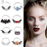 BIGCOUSIN ฮาโลวีน halloween accessories โลหะผสมอัลลอยด์ แหวนจมูกส่วนบานพับฮาโลวีน กระโหลกศีรษะ ค้างคาวผีผี ทันสมัยและทันสมัย ต่างหูเจาะจมูก เครื่องประดับร่างกาย