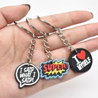 1PCS PVC Phrase Keychain Live Life Love myself Keyrings Key Chains Lovers Ring Couples Keychain for Birthday Christmas Gift Key Chains