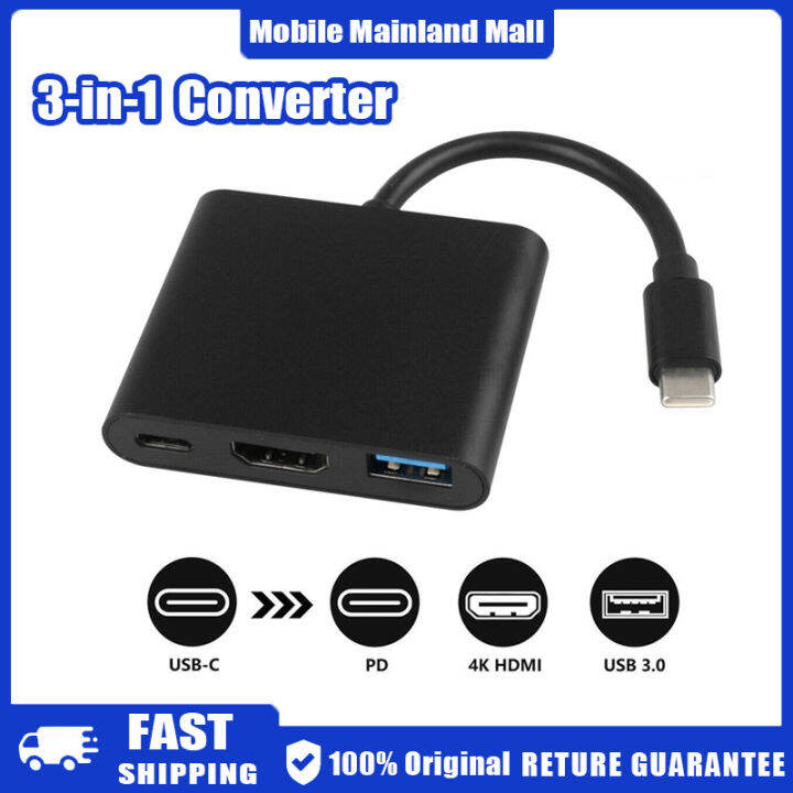 【Ready Stock】USB3.0 to HDMI+VGA converter Type-C port high-definition 3 ...