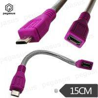 USB 2.0 Konektor Micro Male Ke Micro Female Jack Extension Kabel Stand Metal Fleksibel 15Cm