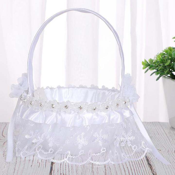 SensoDaily Rattan Woven Lace Wedding Supplies Wedding Flower Basket ...