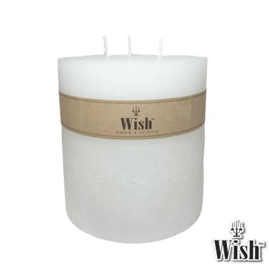 เทียนแท่งสีขาว (3 ไส้เทียน)  White Pillar Candle (3 Wicks) ขนาด กว้าง 5.5 นิ้ว x สูง 6 นิ้ว 🔥 สินค้าพร้อมส่ง 🔥