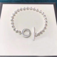 925 Sterling Silver OT Buckle Shiny Bead G Bracelet Fashionable Simple Ladies Exquisite 1:1 Original Luxury Brand Jewelry Gift