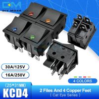 5PCS KCD4 16A 250V Rocker Switch 25x31mm Touch On/off Ship Type Switch Cat eyes 2 Files Positions 4 Pin with light Cap 4 colors