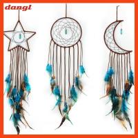 DANGL 3 pcs ดวงอาทิตย์ดวงจันทร์ดวงดาว ตาข่ายดักฝันสำหรับตกแต่งบ้าน พร้อมสายคล้อง ขนนกสีขาว ตกแต่งผนังบ้าน แฟชั่นสำหรับผู้หญิง จี้กระดิ่งลมขนนก ห้องในห้อง