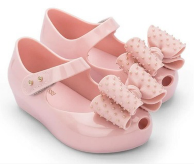 ร้านค้าอย่างเป็นทางการ2023Melissa Mini รองเท้าเด็กผู้หญิงสามมิติ Polka Dot Bow เจ้าหญิงเด็กน้ำหอมรองเท้า