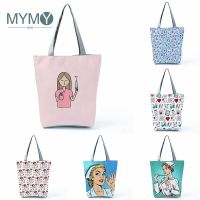 【jw】ↂ☸  Female Printed Shoulder Shopping Injection Large Capacity Tote Reusable Fashion Handbag Custom