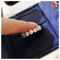 [Ready Stock]Serial Heart-Shaped Moissanite Ring Female Ins Fashion Normcore Style