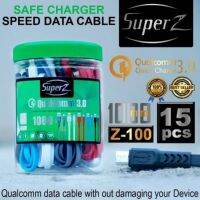 ขาย | Toples [บรรจุ 15 ชิ้น] SUPER Z Z-100 DATA Cable [MICRO &amp; Type C] QUALCOM 3.0 ชาร์จเร็ว [QSI]TH