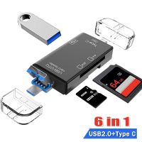 Shirelle อุปกรณ์อิเล็กทรอนิกส์6in1แบบสากลชนิด C ไปยัง USB 2.0 OTG เครื่องอ่านการ์ดอะแดปเตอร์ Sd/tf การถ่ายโอนข้อมูลหน่วยความจำขนาดเล็กสำหรับกล้อง Macbook