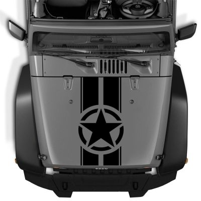 1Pcs For Jeep Wrangler TJ LJ JK Star Military Stripes Decal Vinyl Hood Sticker Car Truck DIYWaterproof car stickers
