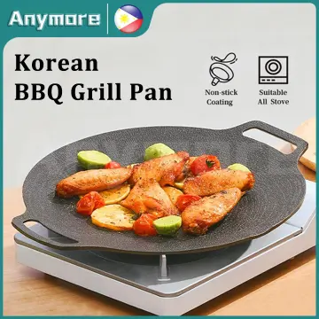 Korean Style BBQ Grill Pan, BBQ Plate Korean BBQ Non-Stick Grilling Pan  with Maifan Coated Surface Barbecue Plate for Home Indoor Outdoor Grilling  BBQ