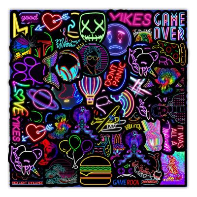 Cartoon Neon Light Graffiti Stickers Car Guitar Motorcycle Luggage Suitcase DIY Classic Toy Decal Sticker for Kid