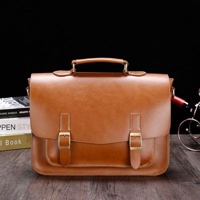Mens Bag R Postman Shoulder Leather Portable Briefcase