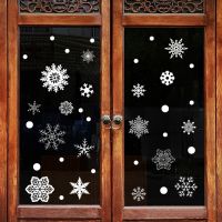 Christmas 37pcs Glitter Snowflake Clings Window Film Glass Sticker Static Decal Creative Non trace Snowflake Glass Stickers