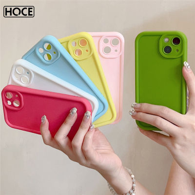 เคสโทรศัพท์ซิลิโคนเหลวลูกอมสีทึบของ HOCE สำหรับ iPhone 14 11 12 13 14 Pro Max 14 Plus XS Max Xxr เคสเคสกันกระแทกมือถือเลนส์