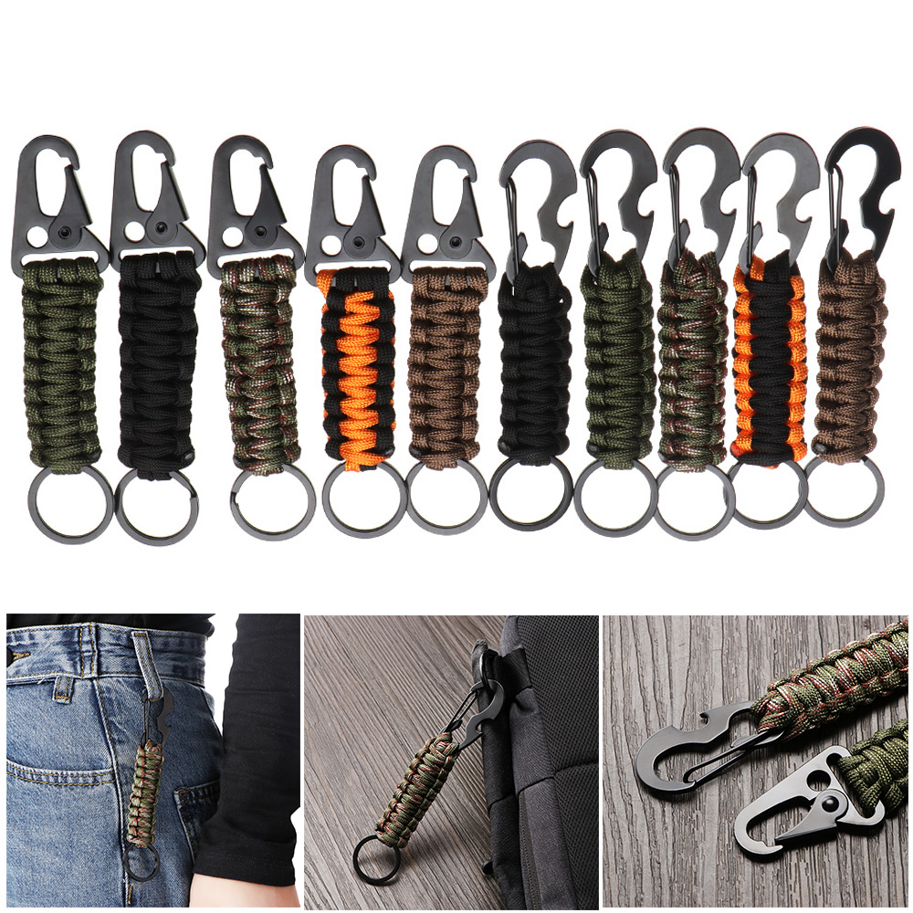 Paracord Cord Emergency Knot Keyring Rope Keychain Bottle Opener Key Chain Ring 