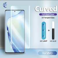 กระจกนิรภัยสำหรับ UV VIVO V27 V25 Pro IQOO 11 Pro X80 X90 X70 X60 Pro ฟิล์มป้องกันกาวเต็มรูปแบบ