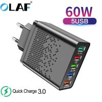 Olaf 60W ที่ชาร์จแบตเตอรี่โทรศัพท์เครื่องชาร์จ USB QC 3.0 5พอร์ตเร็วอะแดปเตอร์ชาร์จสำหรับ13 12 11เหมาะสำหรับ Samsung ที่เหมาะกับ Huawei P30 P50ที่ชาร์จ Usb