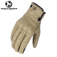 【CW】2022 Vintage Genuine Leather Motorcycle Gloves Black Full Finger Motocross Biker Glove Guantes Moto Men Windproof Gloves Retro