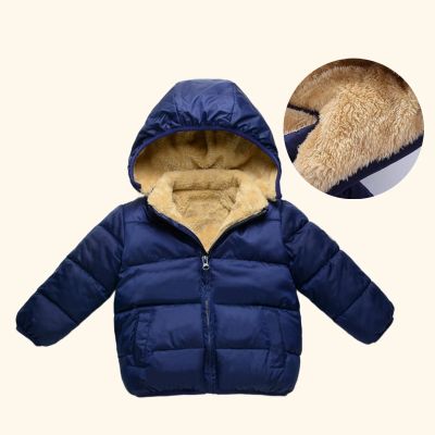 Children Cashmere Cotton Down Jacket Coat Winter Thick Warm Hooded Parkas Coat Outwear for Kids Boys Girls 2-8 Years Old
