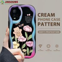 คลังสินค้าพร้อมเคสมือถือเคสสำหรับ Vivo Y21A เคสมือถือสำหรับการ์ตูนเด็กหญิงเด็กชายดอกไม้เนื้อครีมขอบลอนปกอ่อน