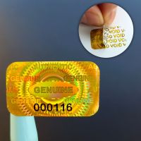 New Gold Holographic Tamper Proof Stickers Warranty Void Laser Label Security Seal with Serial Number 2.5x1.5cm Adhesive labels Stickers Labels