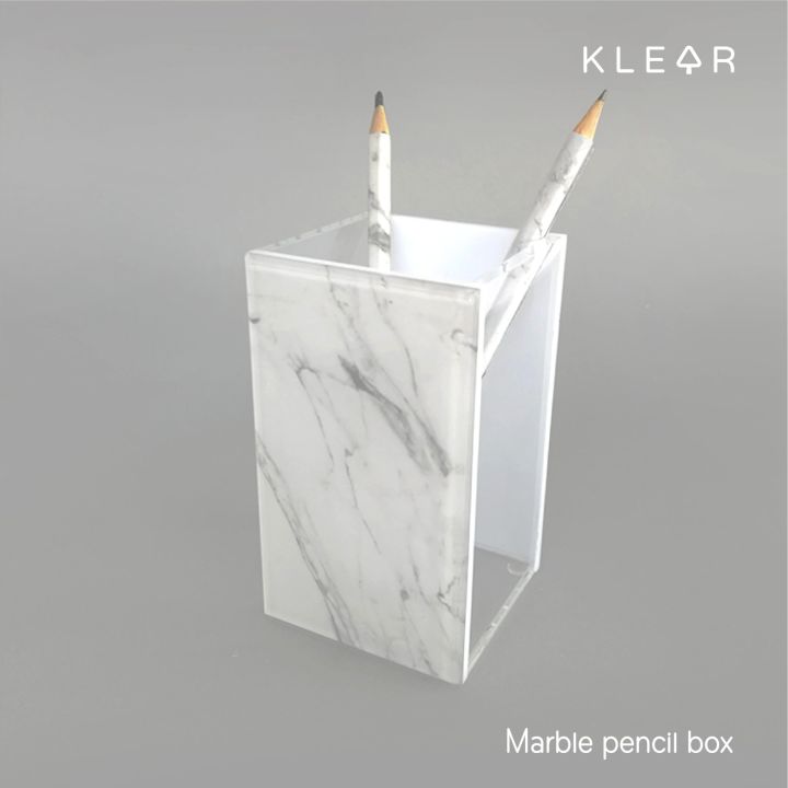 klearobject-marble-pencil-box-กล่องดินสอลายหินอ่อน-กล่องดินสอ-กล่องอะคริลิคใส่ปากกา-กล่องใส่ดินสอ-กล่องอเนกประสงค์-กล่องดินสด-ปากกา-ดินสอ-ใส่ปากกา