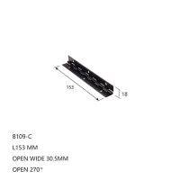 บานพับเส้นยาวเปียโนสีดำ L380mm เปิด270องศา L153mm เหล็กหนา1มม. บานพับเฟอร์นิเจอร์พร้อมสกรูฟรี