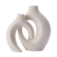 Ceramic Vases for Home Decor Set of 2, Boho Modern Decorative White Vase Small Flower Vases for Farmhouse Decor