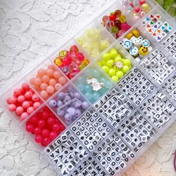 2400pcs Acrylic Pony Kandi Beads Kit Large Hole Hair Beads for