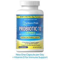 Probiotic 10 with Vitamin D ขนาด 60 เม็ด (แพ็กเกตใหม่ล่าสุด ทานวันละ 1 เม็ด แทนไซน์120 เม็ด ) Exp.10/2024