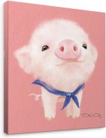 Niwo Art-Pink Piggycute รูปสัตว์ศิลปะบนผืนผ้าใบสำหรับติดกำแพงตกแต่งบ้านพร้อมที่จะแขวน