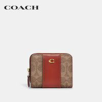 COACH กระเป๋าแบบมีซิปรอบขนาดเล็กผู้หญิงรุ่น Billfold Wallet In Colorblock Signature Canvas สีครีม CD716 B4NQ4