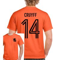 เสื้อยืด พิมพ์ลายการ์ตูนนักฟุตบอล Johan Cruyff 14 Holland Dutch Yohan Ajax สําหรับผู้ชาย
 เสื้อยืดคุณภาพดี