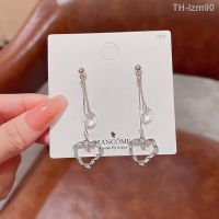 ? เครื่องประดับ 925 silver needle long tassels love zircon earrings female ins tide super dust light luxury small stud earrings earrings